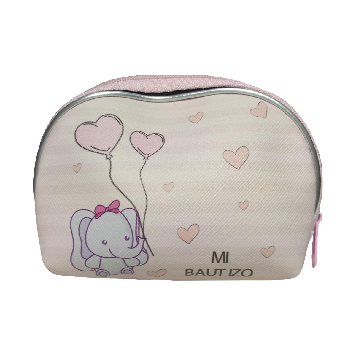 Porta-moedas de Batizado Design Rosa com Elefante