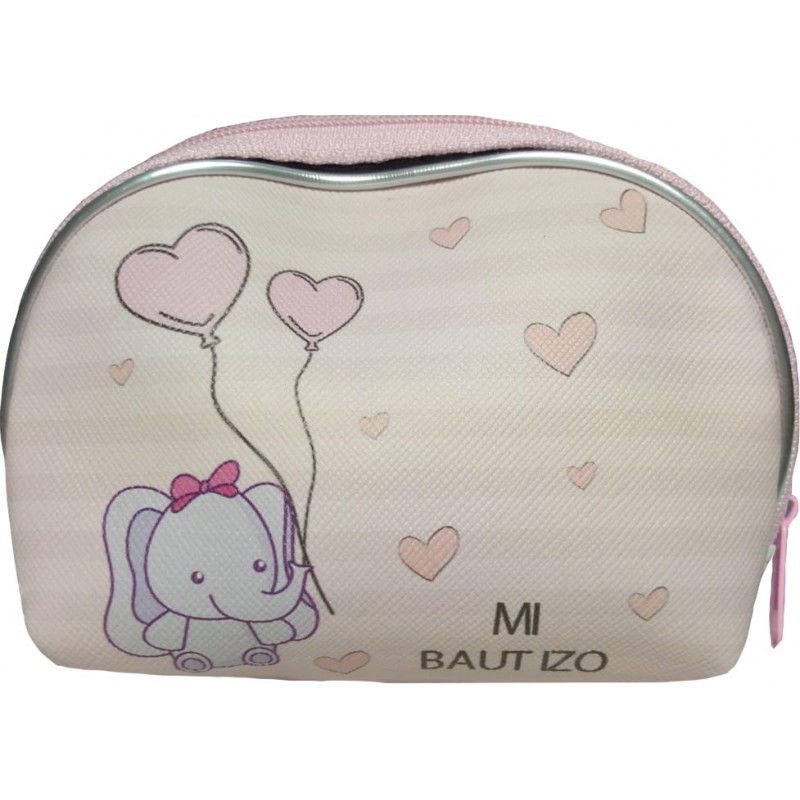 Porta-moedas de Batizado Design Rosa com Elefante