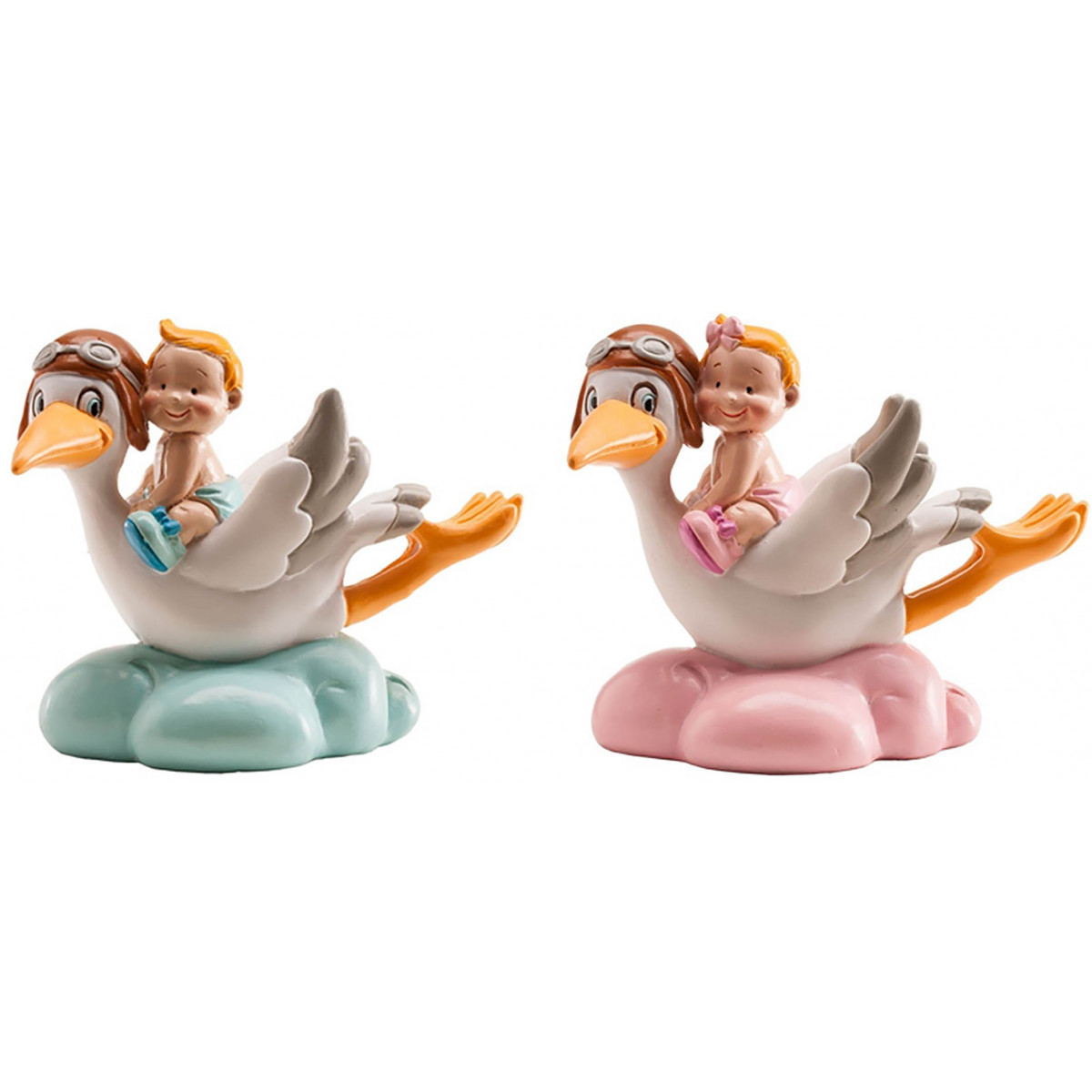 Figura de Cegonha com Bebê Lembrança Especial para Batizado ou Nascimento