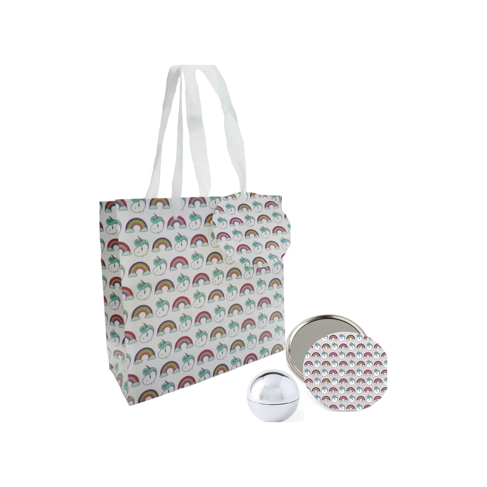 Presente de fantasia espelho com bálsamo e bolsa