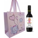 Vinho tinto convidados batizado com bolsa personalizada
