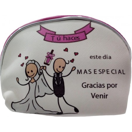Porta-moeda com espelho e escova em bolsa de papelão para casamentos