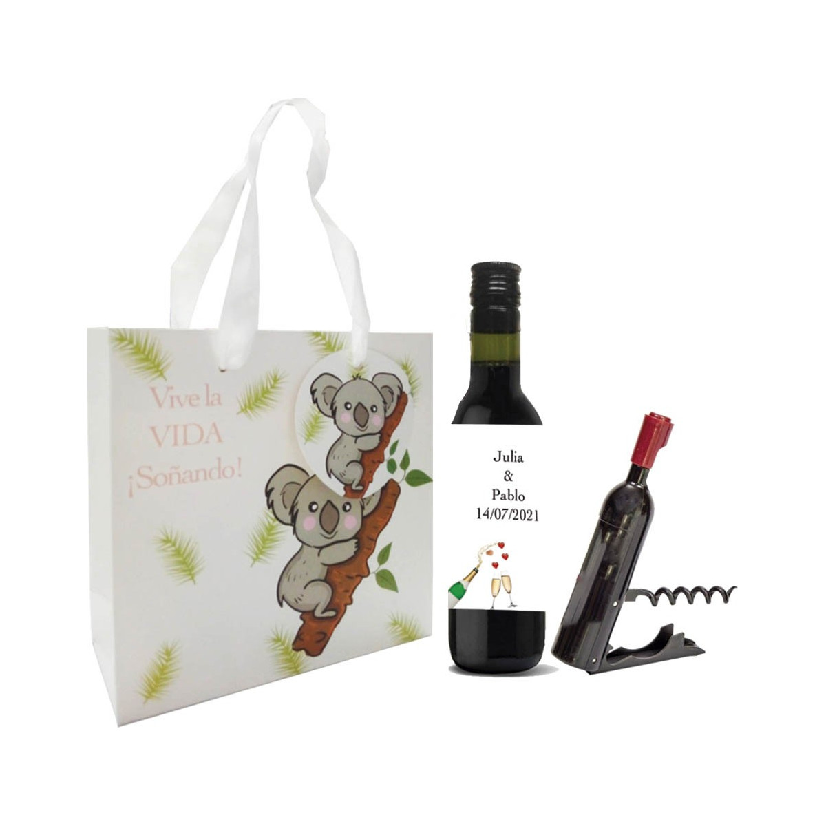Conjunto de vinho para casamento personalizado