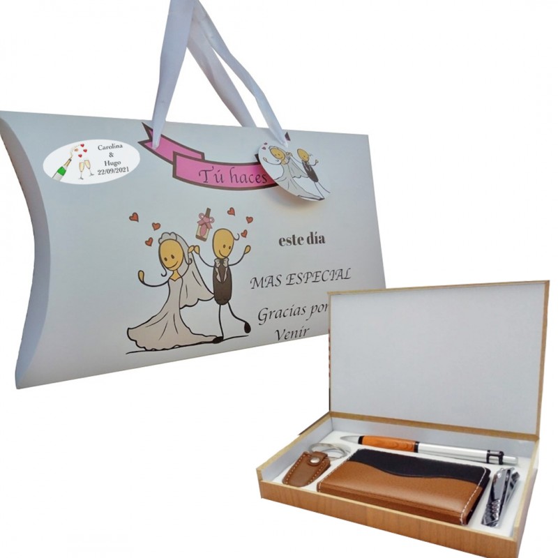 Conjunto masculino com caixa e adesivo de casamento personalizado