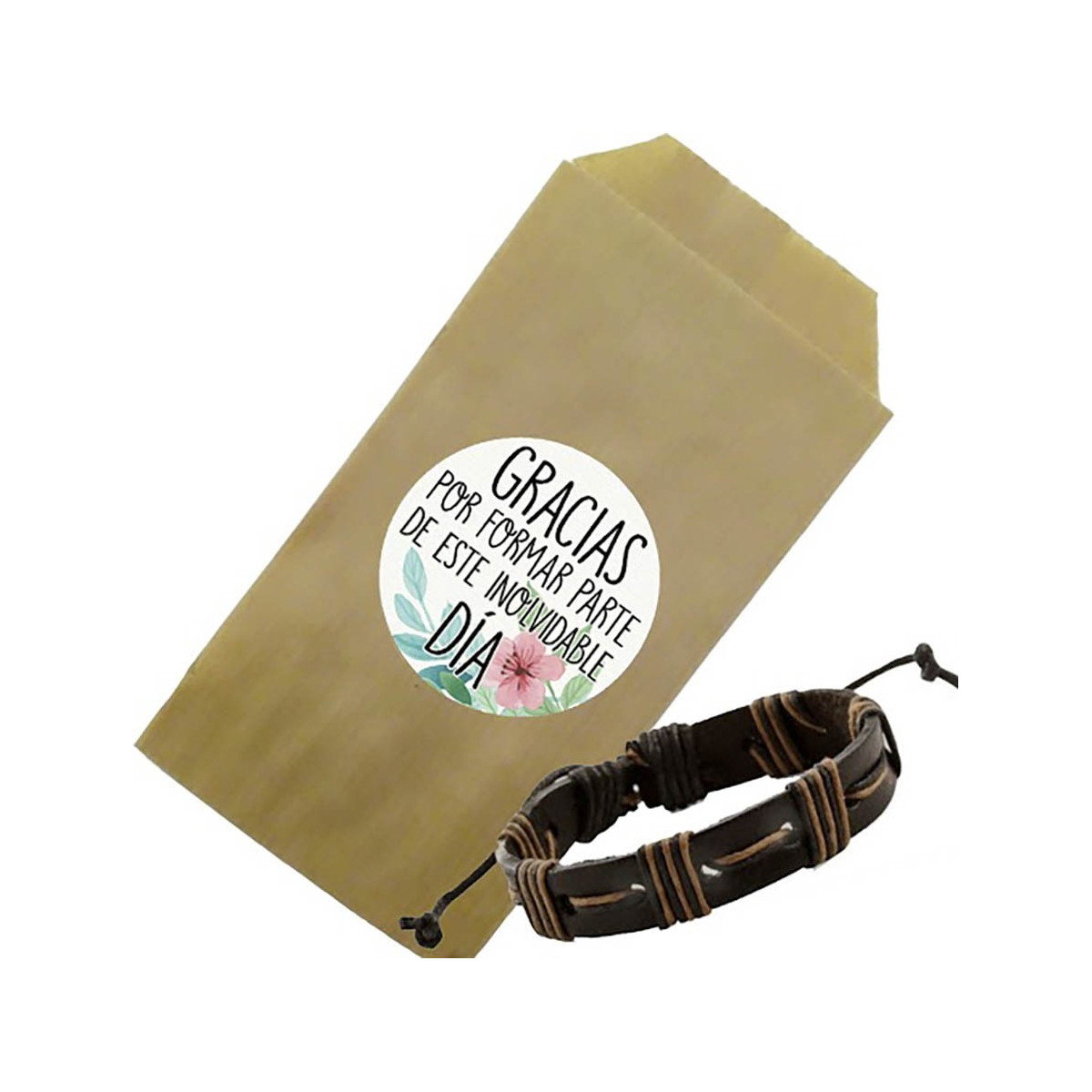 Pulseira para presente com envelope e adesivo