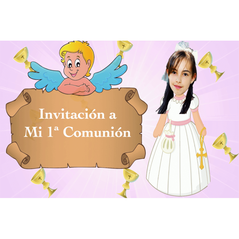 Convite animado menina comunhão