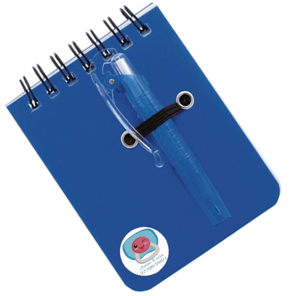 Bloco de notas pequeno com caneta