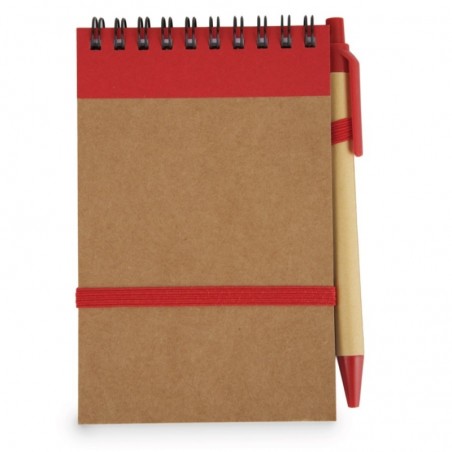 Caderno com caneta e adesivo