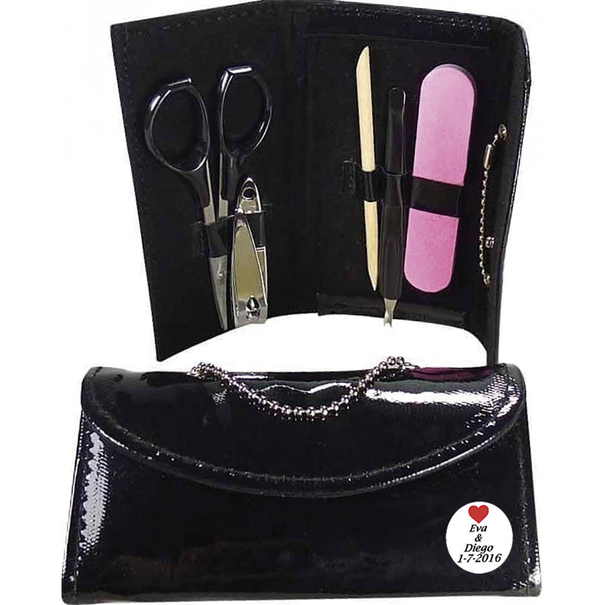 Conjunto de manicure com formato de carteira personalizada para casamentos