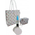 Bolsa de impressão unicórnio com caneta espelho e bolsa