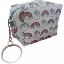 Bolsa de impressão unicórnio com caneta espelho e bolsa