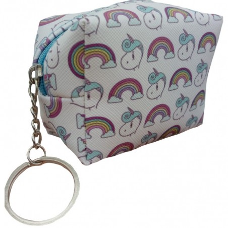 Bolsa de impressão unicórnio com caneta espelho e bolsa