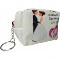 Conjunto de presente em saco de casamento com espelho bolsa e caneta