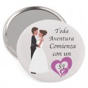 Conjunto de presente em saco de casamento com espelho bolsa e caneta