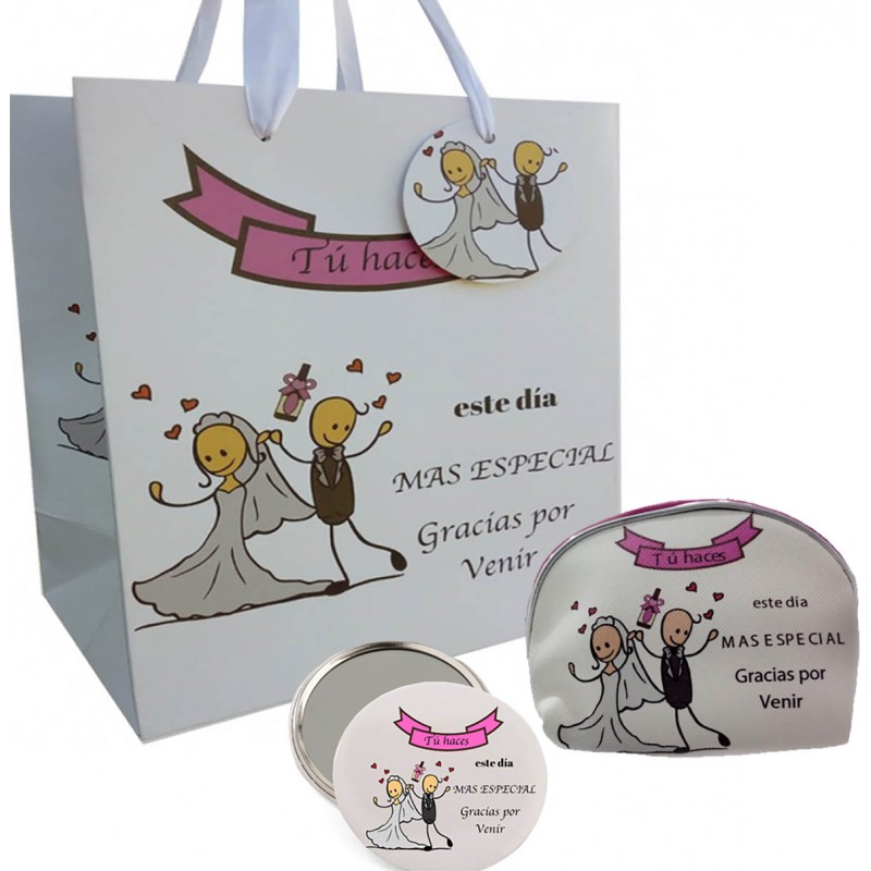 Conjunto de presente de casamento com espelho bolsa e bolsa