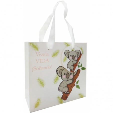 Presente com desenho de coala bolsa espelho e bolsa