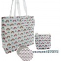 Conjunto de presente em bolsa estampada de unicórnio com caneta espelho e carteira