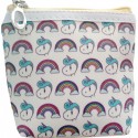 Conjunto de presente em bolsa estampada de unicórnio com caneta espelho e carteira