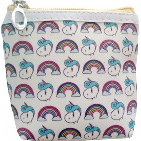 Conjunto de presente em bolsa estampada de unicórnio com caneta espelho e carteira