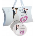 Espelho com frase personalizada em caixa para casamento