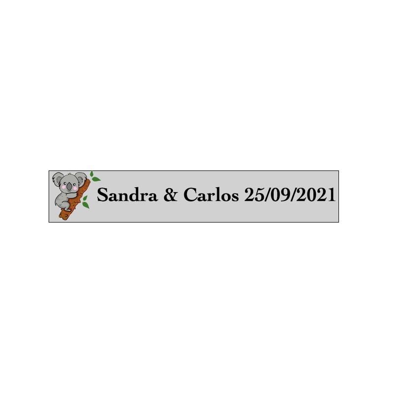 Adesivo de coala retangular transparente personalizado para casamentos