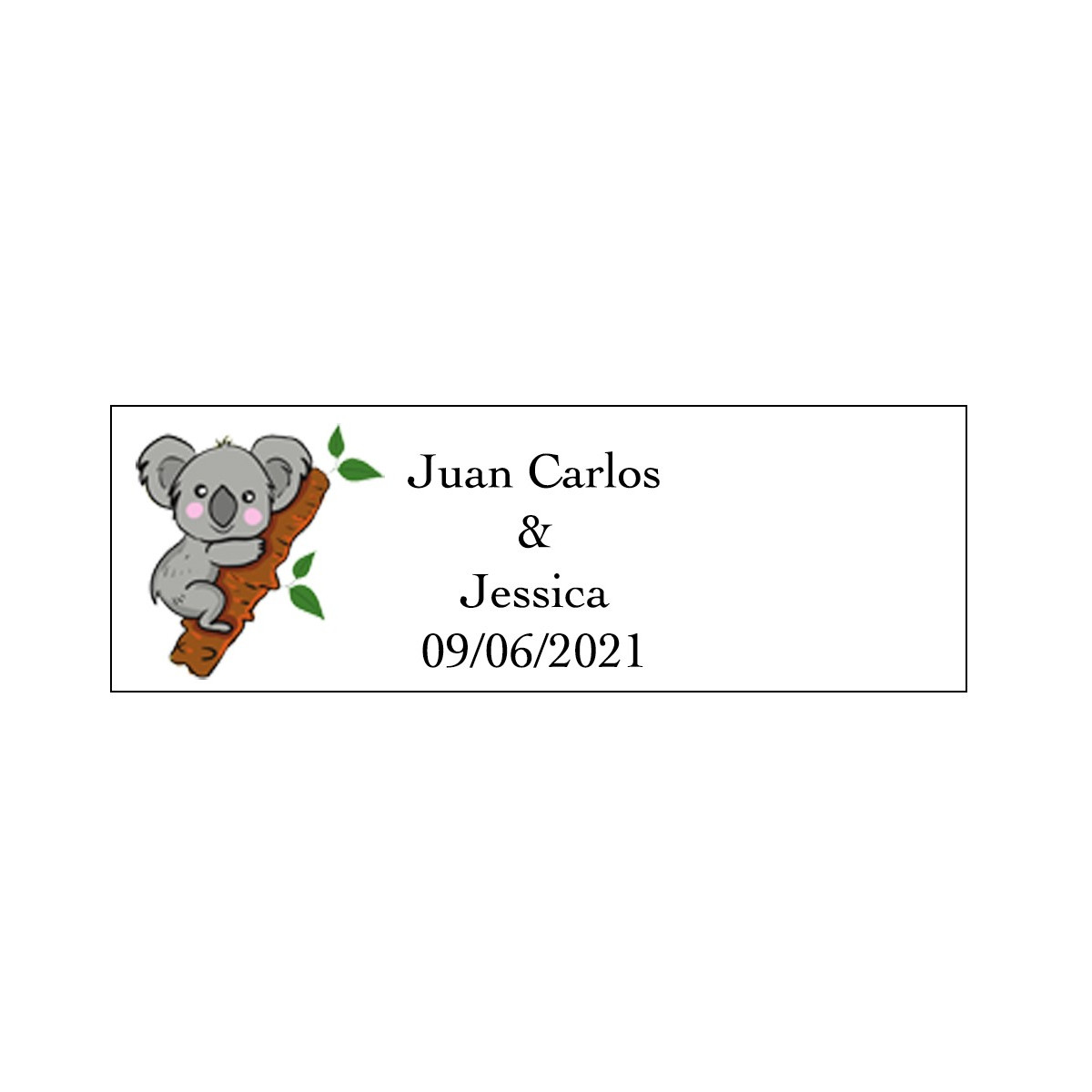 Adesivo retangular de coala para casamentos personalizado