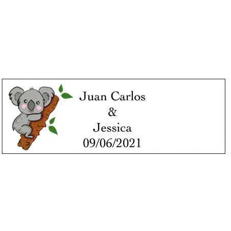Adesivo retangular de coala personalizado para casamento