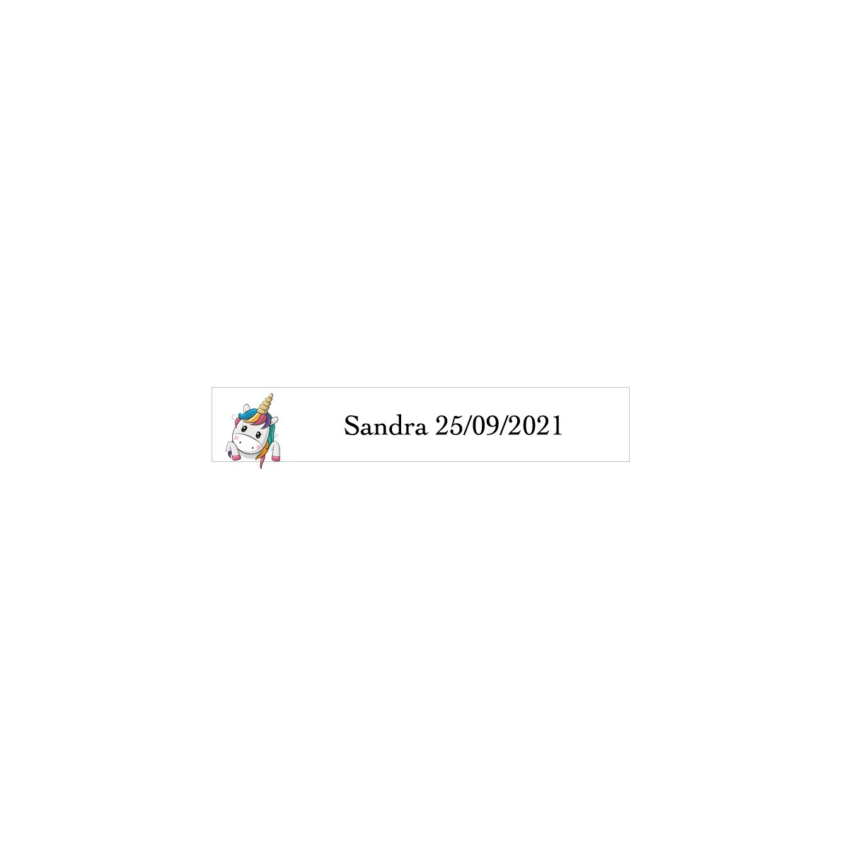 Adesivo unicórnio corações retangular branco personalizado