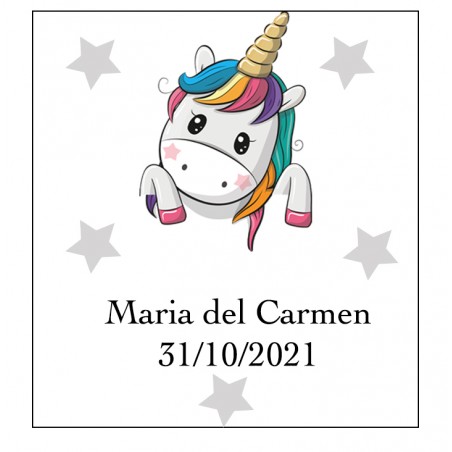 Adesivo De Corações De Unicórnio, Quadrado Personalizado...