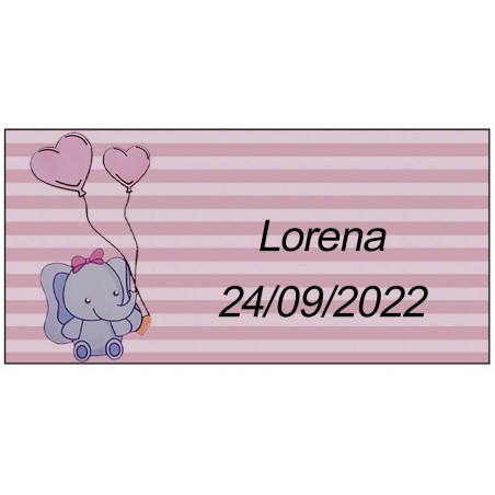 Adesivo personalizado elefante rosa para batismo