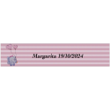 Adesivo de elefante rosa retangular personalizado para batismo