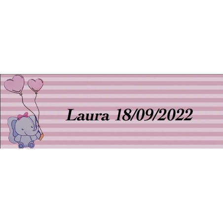 Adesivo elefante rosa retangular personalizado