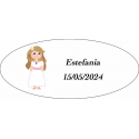 Adesivo comunhão menina ovalado personalizado