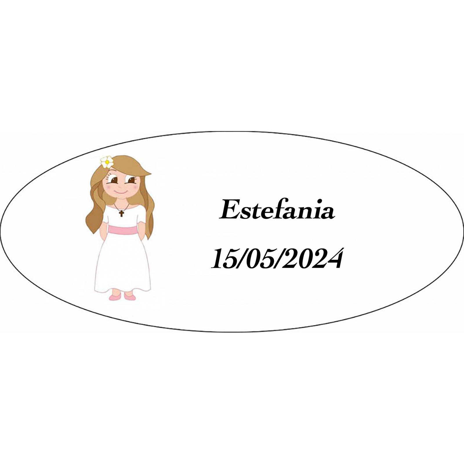 Adesivo comunhão menina ovalado personalizado