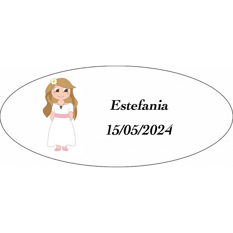 Adesivo comunhão menina ovalado personalizado
