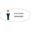 Adesivo oval personalizado de comunhão para meninos