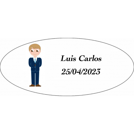 Adesivo oval personalizado de comunhão para meninos
