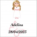 Adesivo de comunhão menina quadrado personalizado
