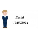Adesivo retangular personalizado de comunhão para meninos com nome e data
