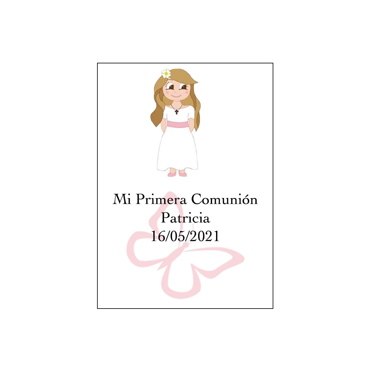 Adesivo grande personalizado para comunhão de menina