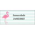 Adesivo de flamenco retangular personalizado para nome e data
