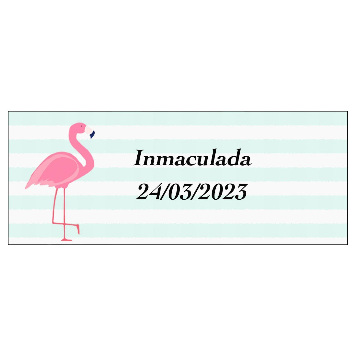 Adesivo de flamenco retangular personalizado para nome e data