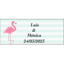 Adesivo flamingo retangular personalizado para casamento