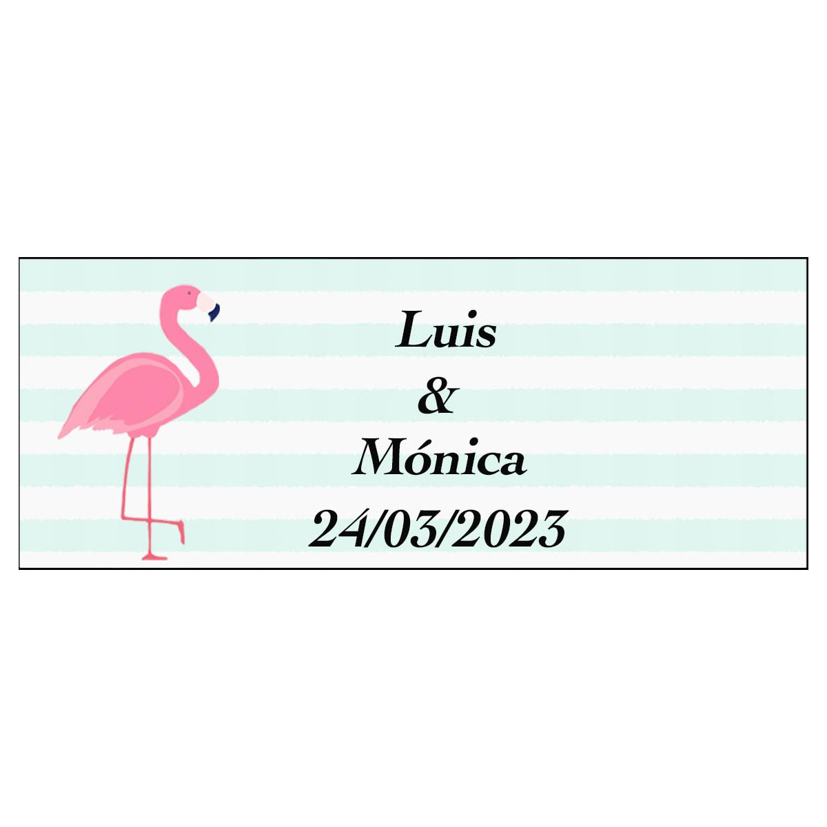 Adesivo flamingo retangular personalizado para casamento