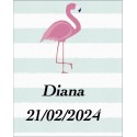 Adesivo de flamenco grande personalizado com nome e data