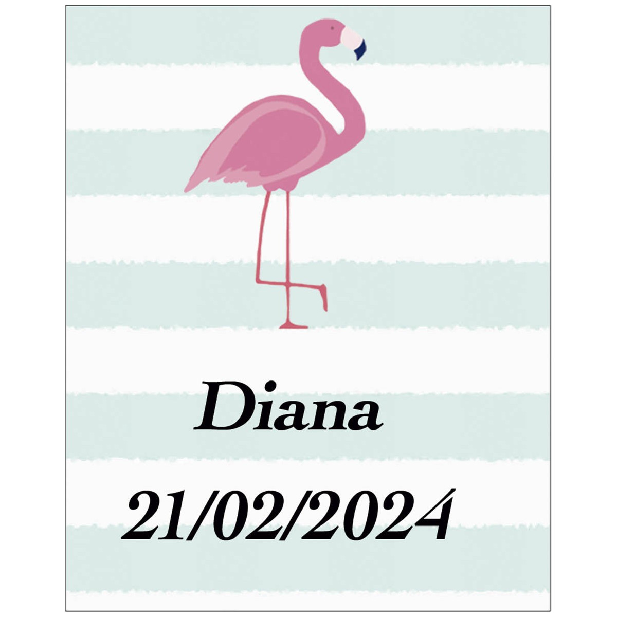 Adesivo de flamenco grande personalizado com nome e data