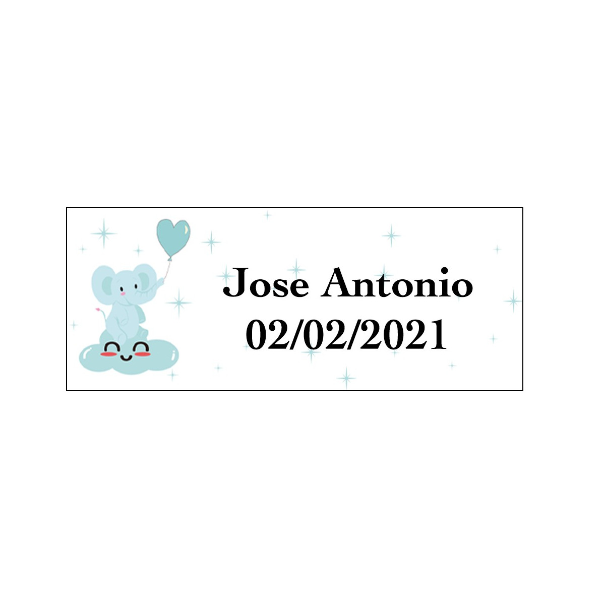 Adesivo elefante azul retangular personalizado