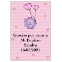 Adesivo personalizado elefante rosa para baby shower ou batizado