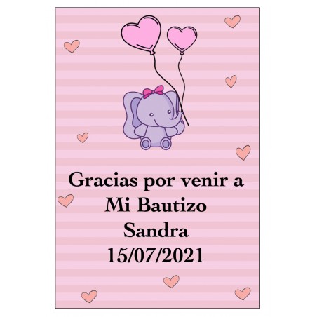 Adesivo personalizado elefante rosa para baby shower ou batizado