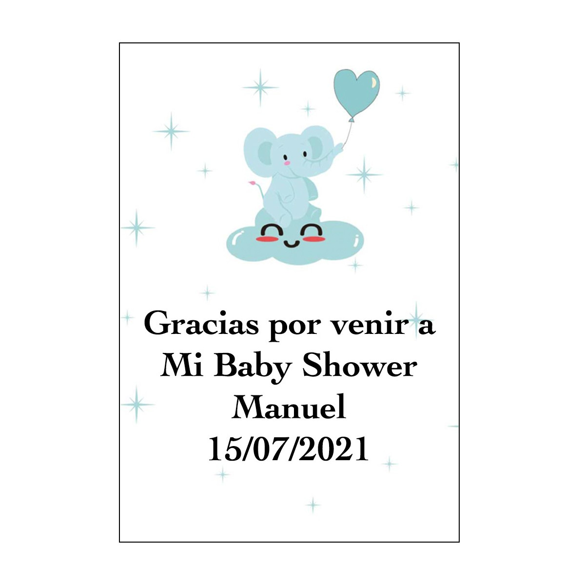 Adesivos personalizados com nome e desenho de elefante azul